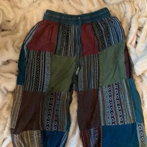 Patchwork Boho Indie Pants, custom, y2k